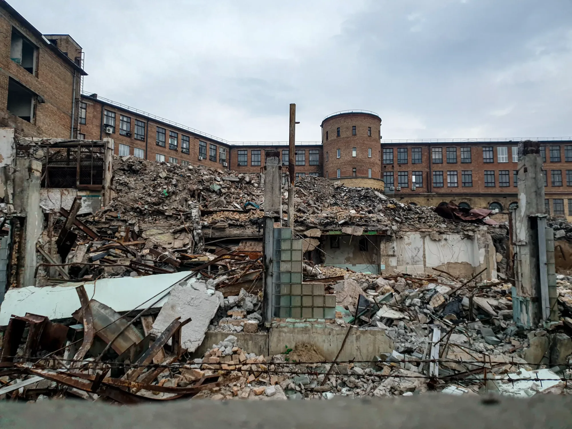Destroyed Building From Earthquake with ruble everywhere.