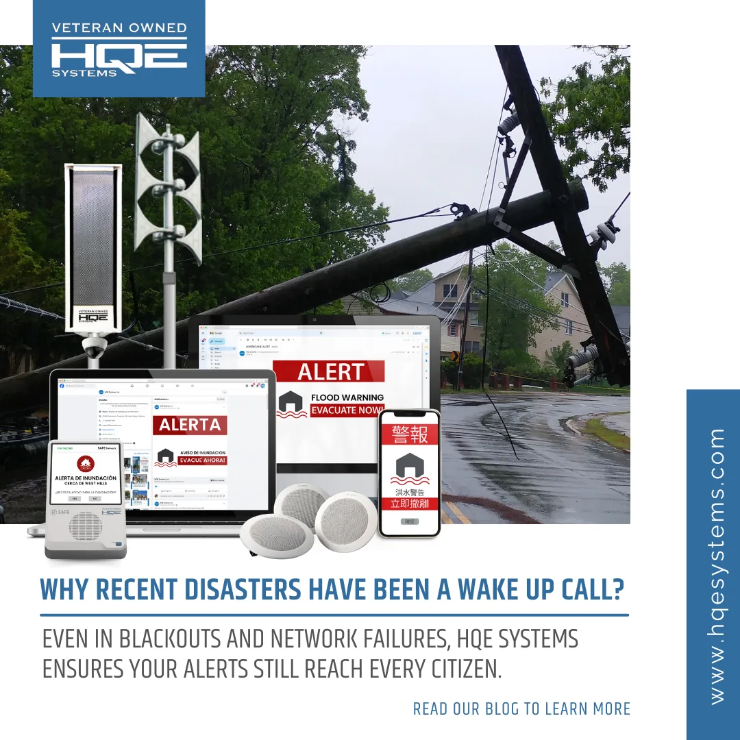 Can You Alert Without Power or cell? With HQE System's Safe Network you can send out emergency alerts without the need for Power or Cell.