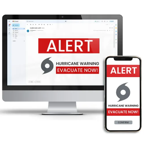 SiSA Monitor with a hurricane alert, SiSA is a Unified Mass Notification software for emergency managers and people who work in life safety.