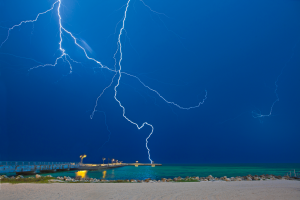 Lightening Hitting Beach