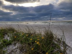 The view of Clearwater Beach on a cloudy day. Florida, USA.