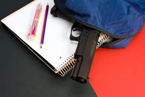 Firearm in backpack  from school mass shooting