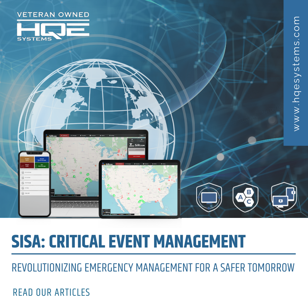 Sisa critical event management using integration and life safety technology that utilizes AI artificial Intelligence and ML machine learning provided by HQE Systems.