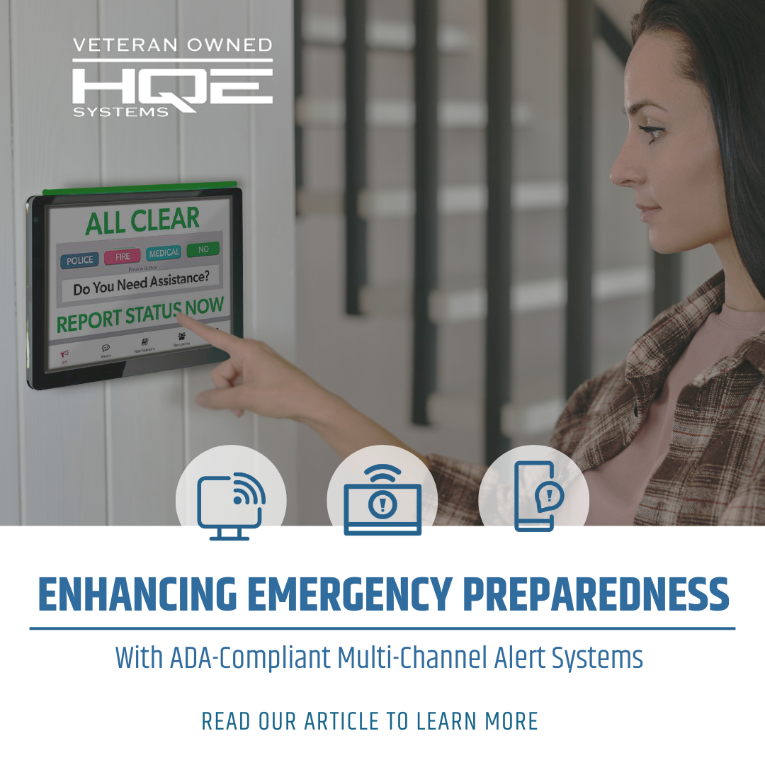 Emergency mass notification company called hqe Systems a company that specializes in integration technology is helping out the people in the disabled community to be able to get to safety during a emergency.