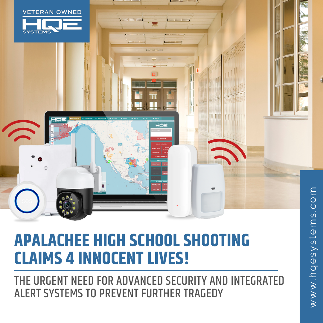 Apalachee High School Shooting Claims 4 innocent Lives! The Urgent Need for Advanced Security and Integrated Alert Systems to Prevent Further Tragedy. HQE systems is a life safety and mass notification company that specializes in integration technology, artificial intelligence and machine learning, and electronic security.