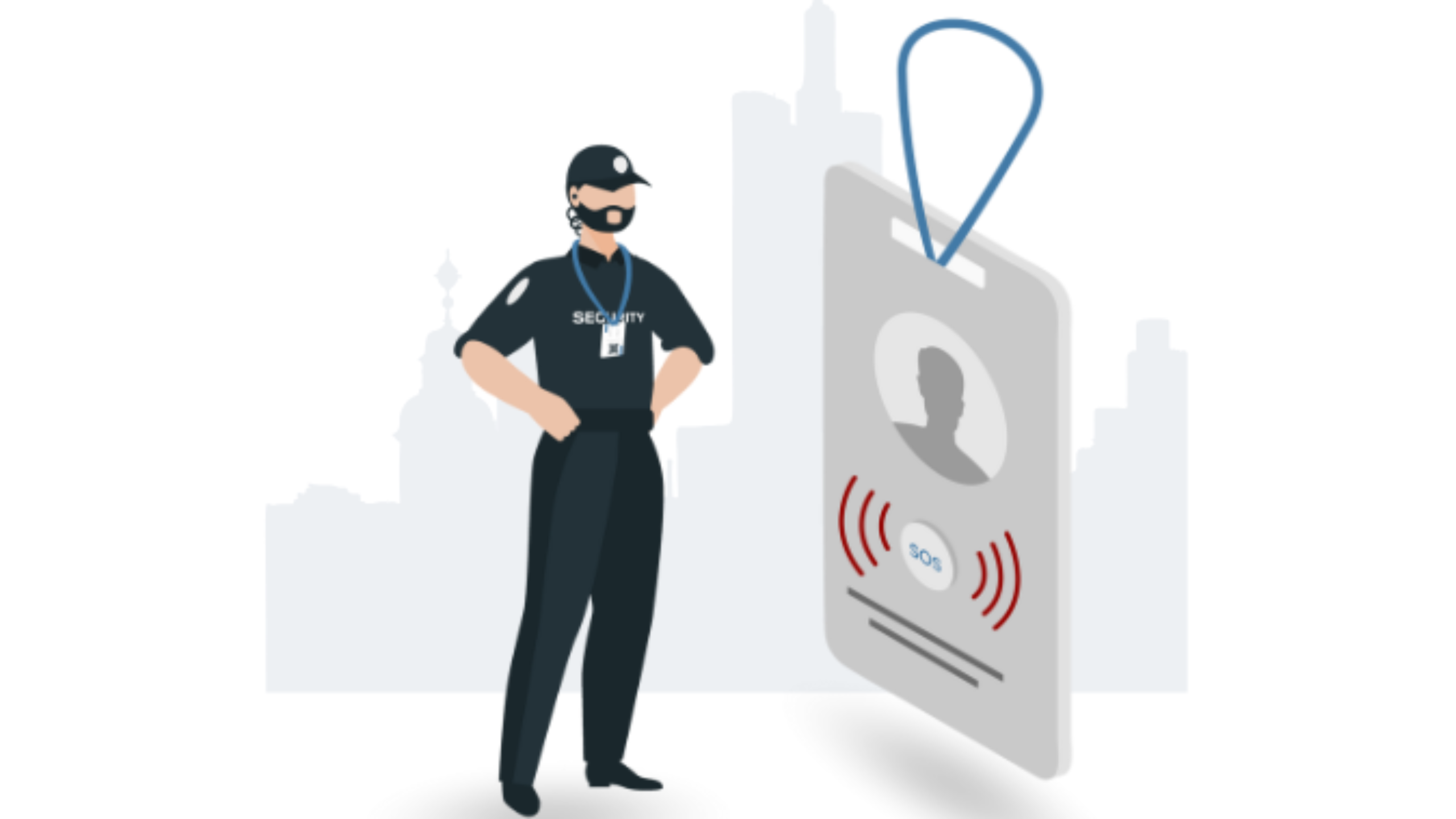PANIC BUTTON ENABLED badges for event and festival security for event security managers to see if a emergency situation is ahppening.