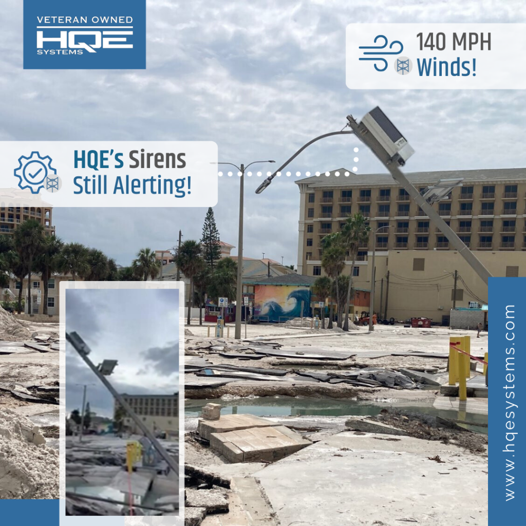 Hurricane Helene City of Clearwater Florida being protected by HQE Systems sirens for life safety and emergency management.