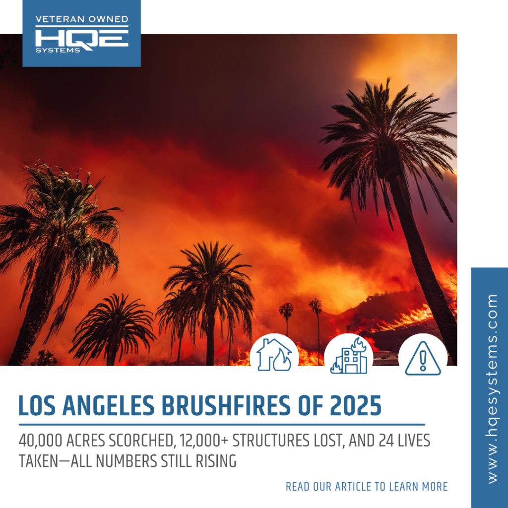 Los Angeles Brushfires of 2025, houses destroyed and fatalities have occurred, this shows the need for life safety technology and emergency management technology for public safety.