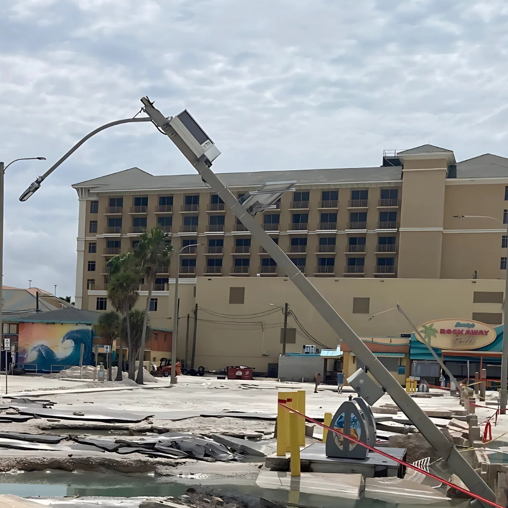 Hurricane Helene City of Clearwater Florida, HQE Systems speaker still alerting even with the pole knocked down.